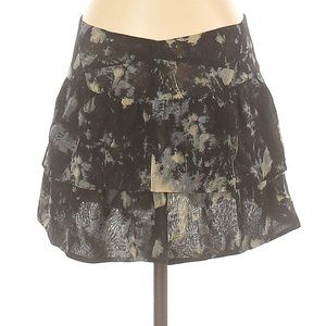 IRO Black and Grey Ruffle Floral Skirt sz S EUC